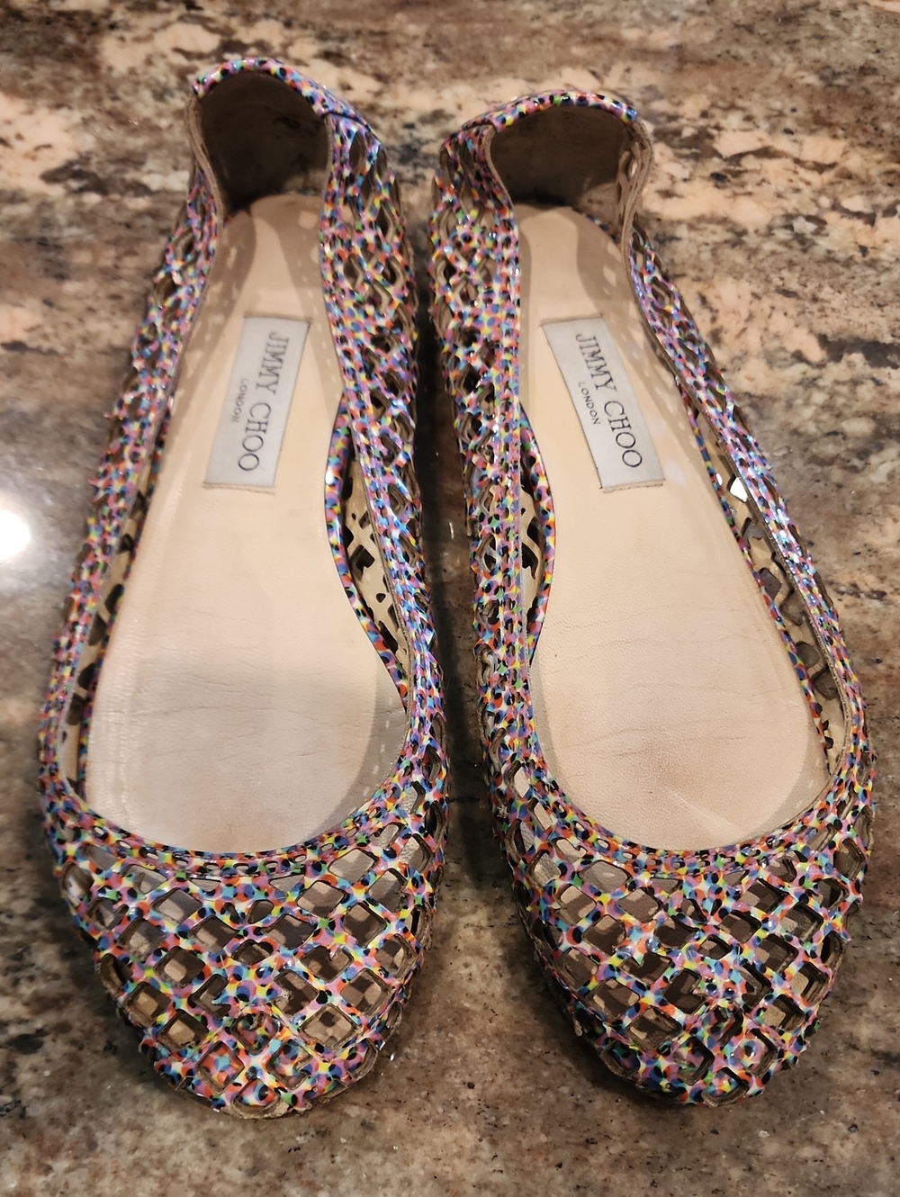 Jimmy Choo Multicolor Woven Leather Ballet Flats